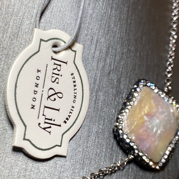 Iris & Lily Jewelry Biwa Pearl Sterling Silver Sautoir Crystl